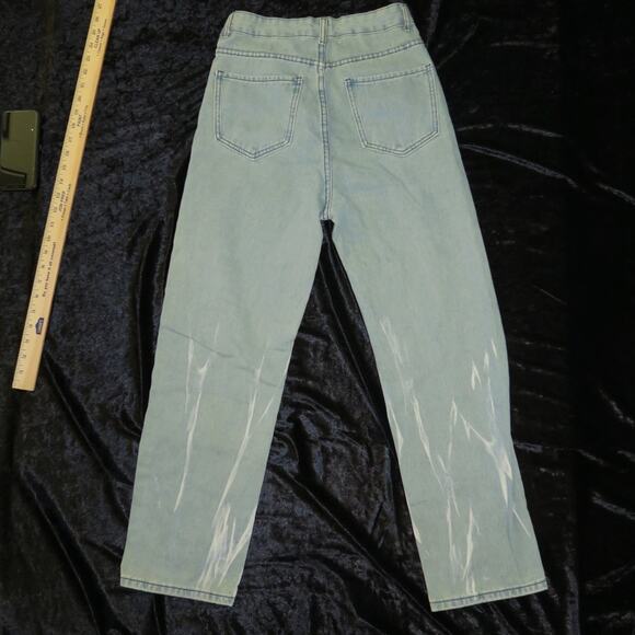 Vintage Embroidered Butterfly Oversized Baggy Jeans Womens Stonewash Whisker GUC - Picture 7 of 11